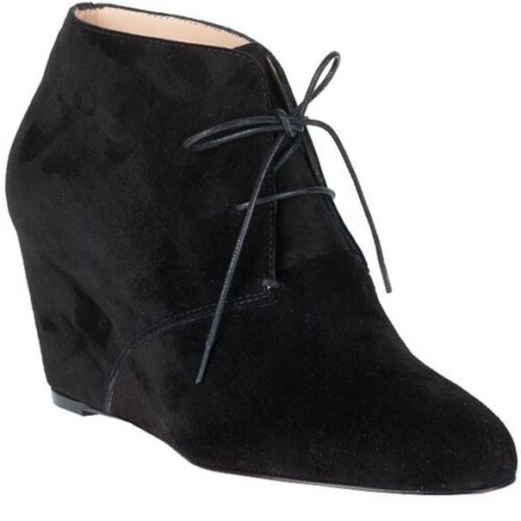 Christian Louboutin Shoes - Christian Louboutin COMPACTA Black Suede Lace Up Wedge Ankle Booties Boots